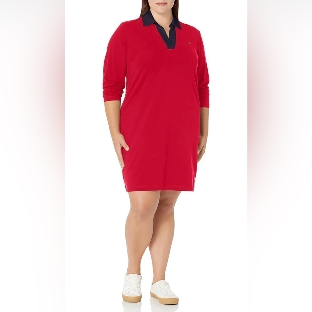 Tommy Hilfiger Cotton T-shirt Pull Over Dress Sz XL Chilli Pepper Red